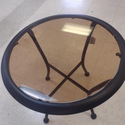 Glass Top Round Patio Side Table