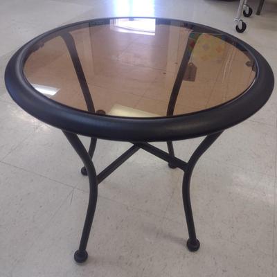 Glass Top Round Patio Side Table
