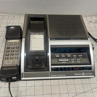 General Electric Memory Telephone Alarm Clock AM FM Radio 7-4735
