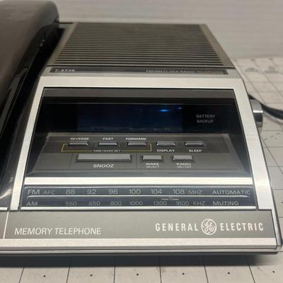 General Electric Memory Telephone Alarm Clock AM FM Radio 7-4735
