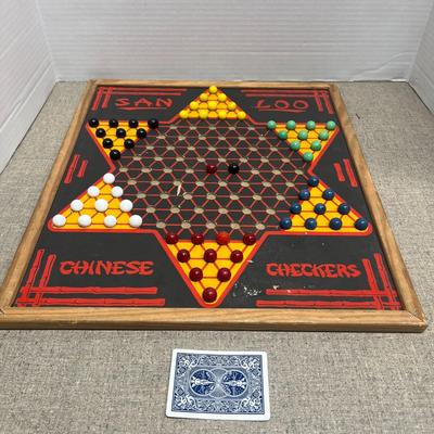 Vintage Reversible Game Board Chinese Checkers ( Has all the marbles!)
