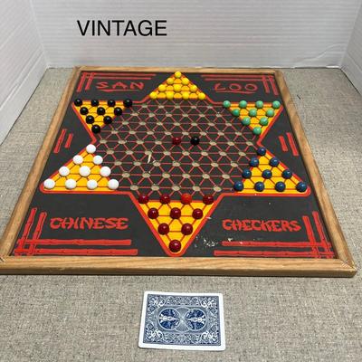 Vintage Reversible Game Board Chinese Checkers ( Has all the marbles!)