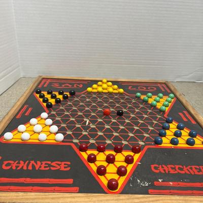 Vintage Reversible Game Board Chinese Checkers ( Has all the marbles!)