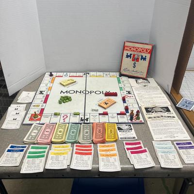 Vintage Monopoly Board Game ( copy right date says 1935) with wood pieces!