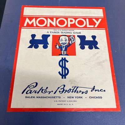 Vintage Monopoly Board Game ( copy right date says 1935) with wood pieces!