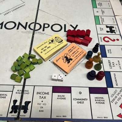 Vintage Monopoly Board Game ( copy right date says 1935) with wood pieces!