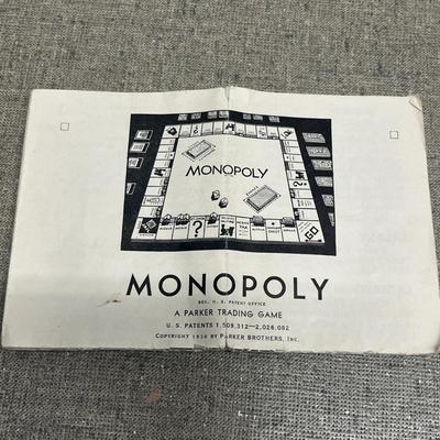Vintage Monopoly Board Game ( copy right date says 1935) with wood pieces!