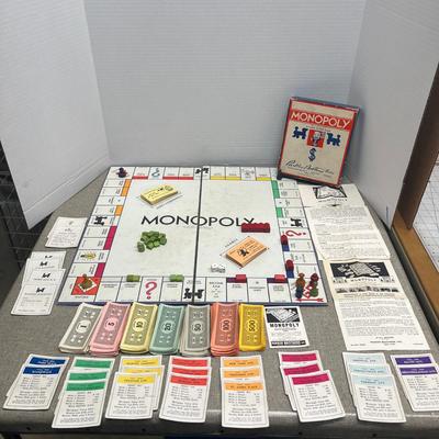 Vintage Monopoly Board Game ( copy right date says 1935) with wood pieces!