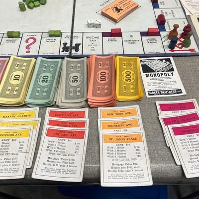 Vintage Monopoly Board Game ( copy right date says 1935) with wood pieces!