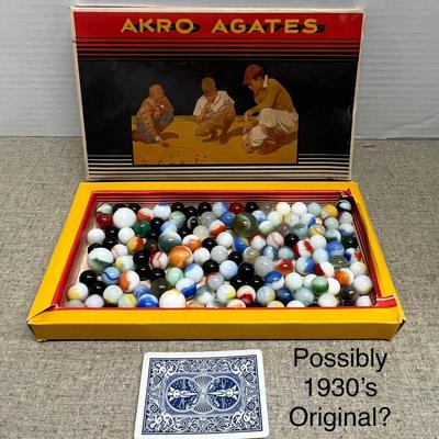 Akro Agates, Colorful Glass Marbles Set for Marble Games (possibly a 1930’s original!)