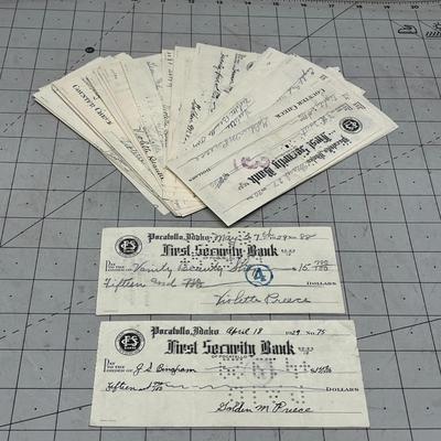 Vintage 1929 Cash Book & Ephemera Collection – Checks, Price Sheets, Utility Bills