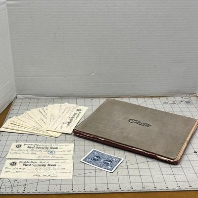 Vintage 1929 Cash Book & Ephemera Collection – Checks, Price Sheets, Utility Bills
