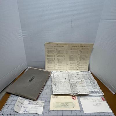 Vintage 1929 Cash Book & Ephemera Collection – Checks, Price Sheets, Utility Bills