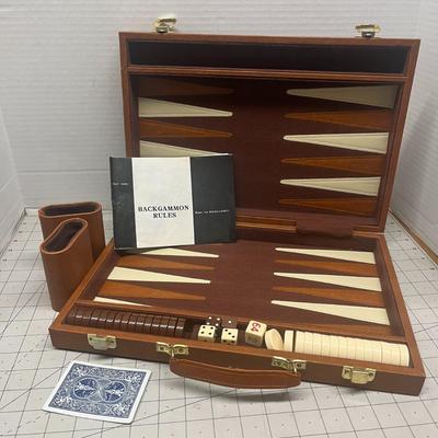 Vintage Wood & Cork Backgammon Set