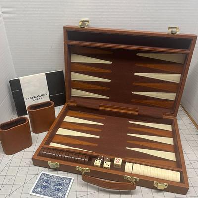 Vintage Wood & Cork Backgammon Set