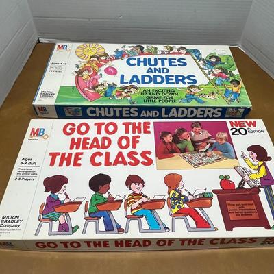 Vintage Chutes and Ladders & Go to the Head of the Class Board Games