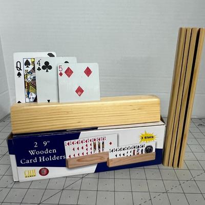 Set of 2 Wooden Playing Card Holders
