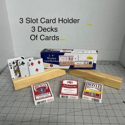Set of 2 Wooden Playing Card Holders