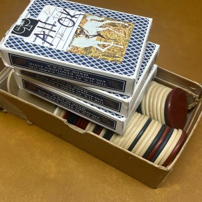Vintage Casino Playing Card & Poker Chip Set