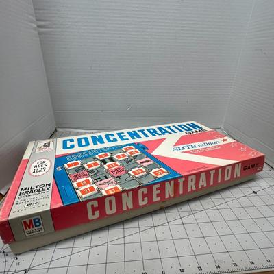 Sale Photo Thumbnail #1444: Test your memory and puzzle-solving skills with this vintage Milton Bradley Sixth Edition Concentration Game, inspired by the hit TV show.