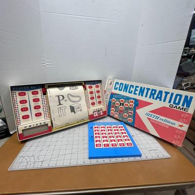 Sale Photo Thumbnail #1445: Test your memory and puzzle-solving skills with this vintage Milton Bradley Sixth Edition Concentration Game, inspired by the hit TV show.