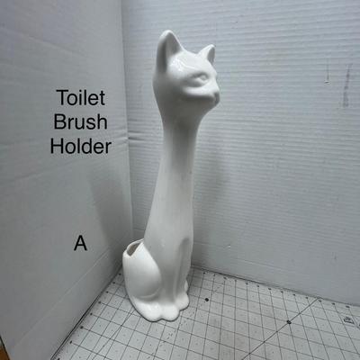 Cat-Shaped Ceramic Toilet Brush Holder