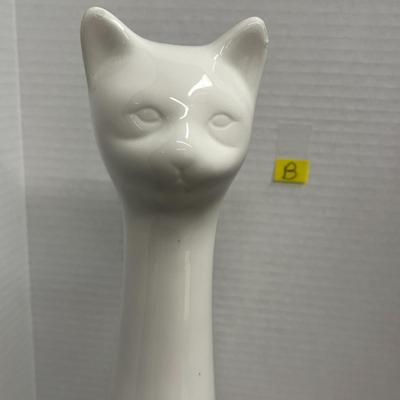 Tall White Cat Toilet Brush Holder
