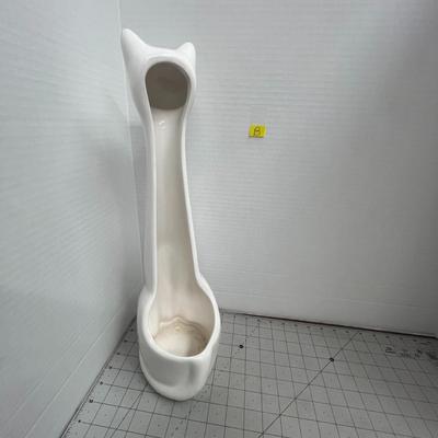 Tall White Cat Toilet Brush Holder