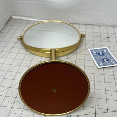 Gold Metal Standing Vanity Makeup Mirror