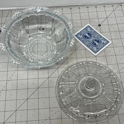 Clear Pressed Glass Lidded Candy Dish
