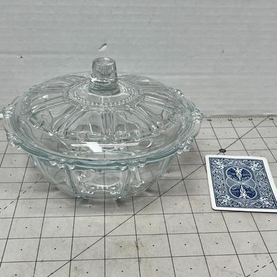 Clear Pressed Glass Lidded Candy Dish
