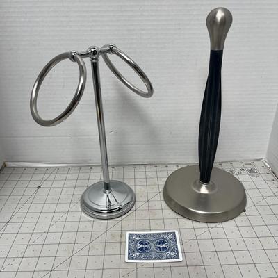 Metal Paper Towel and Towel Ring Holder Set

