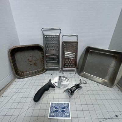 Vintage Metal Kitchen Tools and Bakeware Set