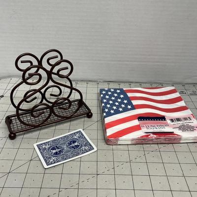 Metal Napkin Holder with Patriotic Napkins