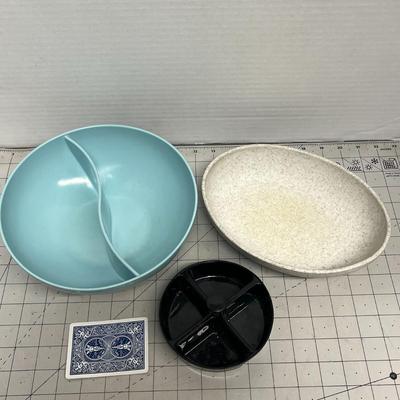 Assorted Sectioned and Serving Bowl Trio
