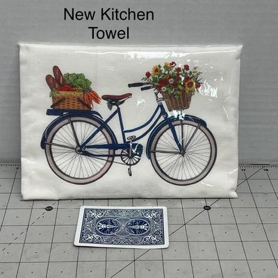 Blue Bicycle Flour Sack Kitchen Towel
