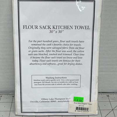 Blue Bicycle Flour Sack Kitchen Towel
