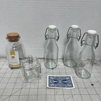 Assorted Clear Glass Bottles and Jars Set