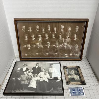 Framed Vintage Black and White Family Portraits
