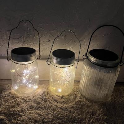 Solar Mason Jar Hanging Lantern Lights Set