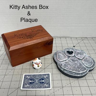 Pet Memorial Kitty Ashes Box and Plaque