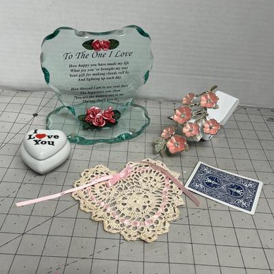 Romantic Keepsake Gift Lot with Heart Accents