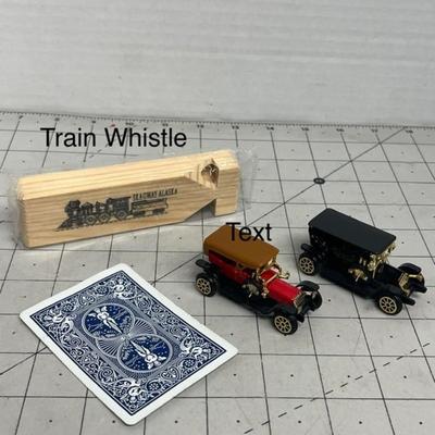 Vintage Train Whistle and Die-Cast Model Car Set
