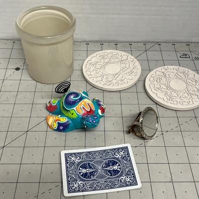 Decorative Ceramic Coasters and Trinket Set