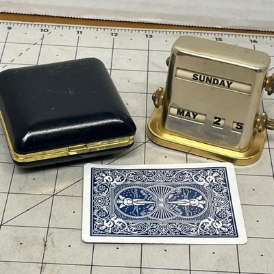 Vintage Travel Clock and Perpetual Calendar Set