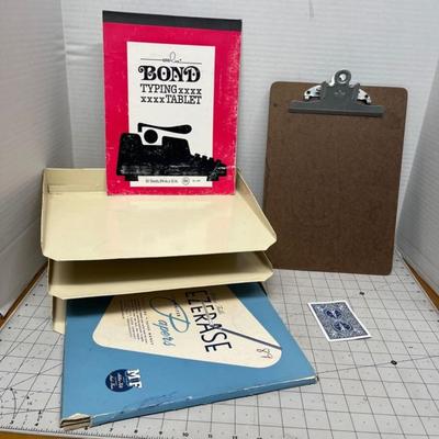 Vintage Office Supplies Lot with Typewriter Paper