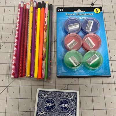 Colorful Pencils and Sharpener Set