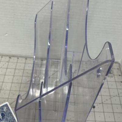 Sale Photo Thumbnail #1798: Transparent Rubbermaid organizer for holding magazines, files, and office supplies neatly on your desk.