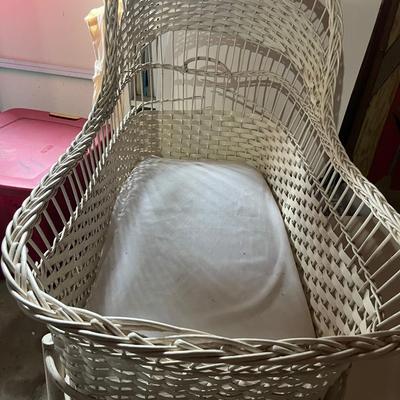 Vintage Standing Wicker Bassinette