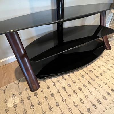 Glass and Wood 3 Shelf TV Stand
